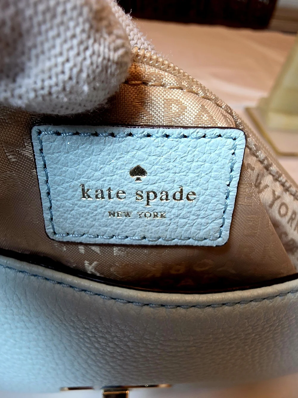 Kate Spade Blue Quilted Leather Chain Shoulder Bag Gold Turn Lock 2008-2012 Era